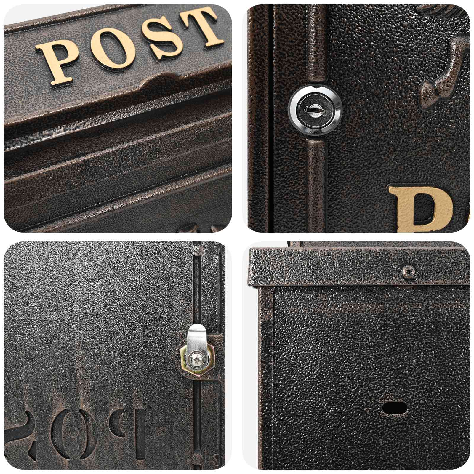 Cassetta Postale da Muro con porta Bronzo 29 x 13 x 41 cm 42023499