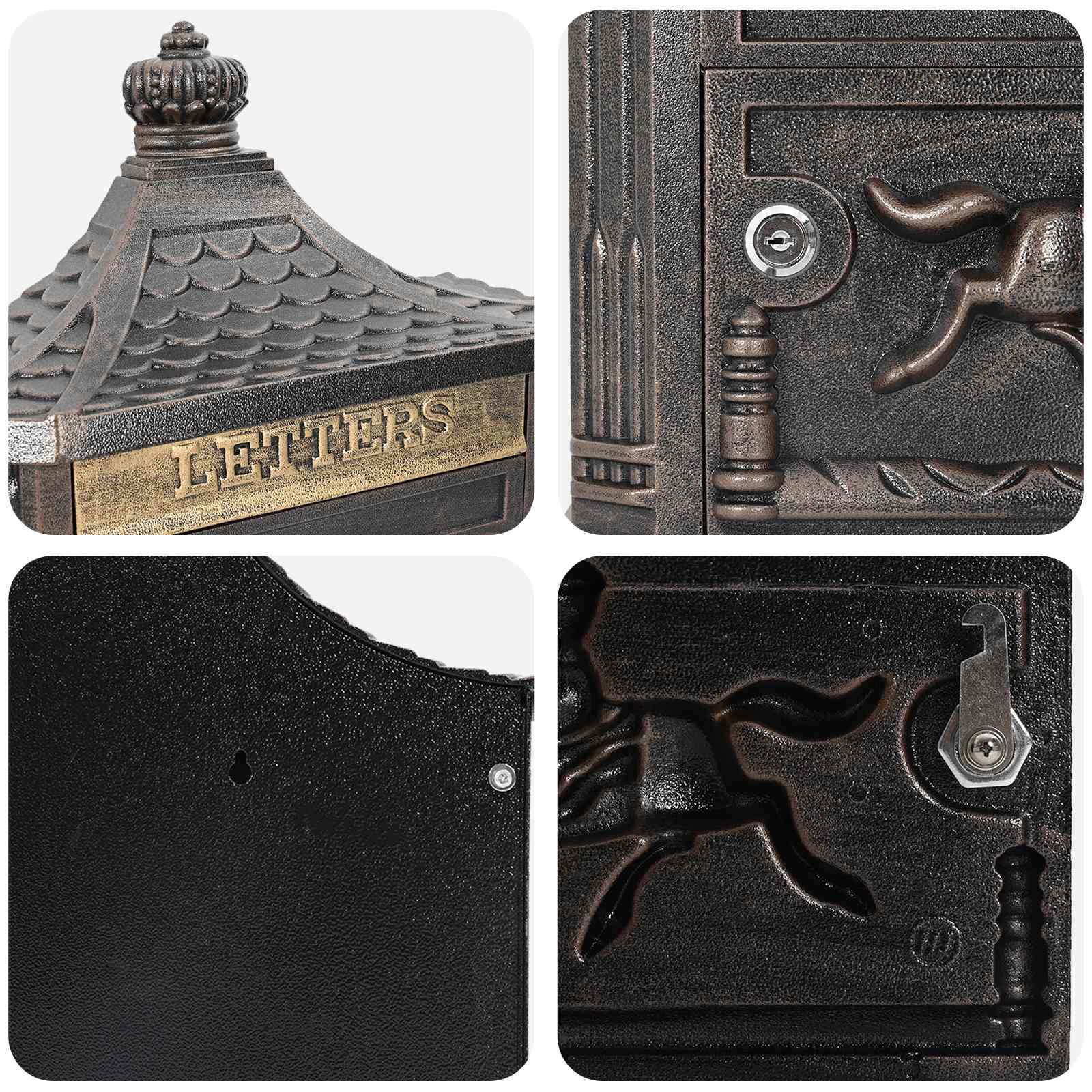 Cassetta Postale da Muro con porta Bronzo 40.5 x 15.5 x 44 cm 42023503