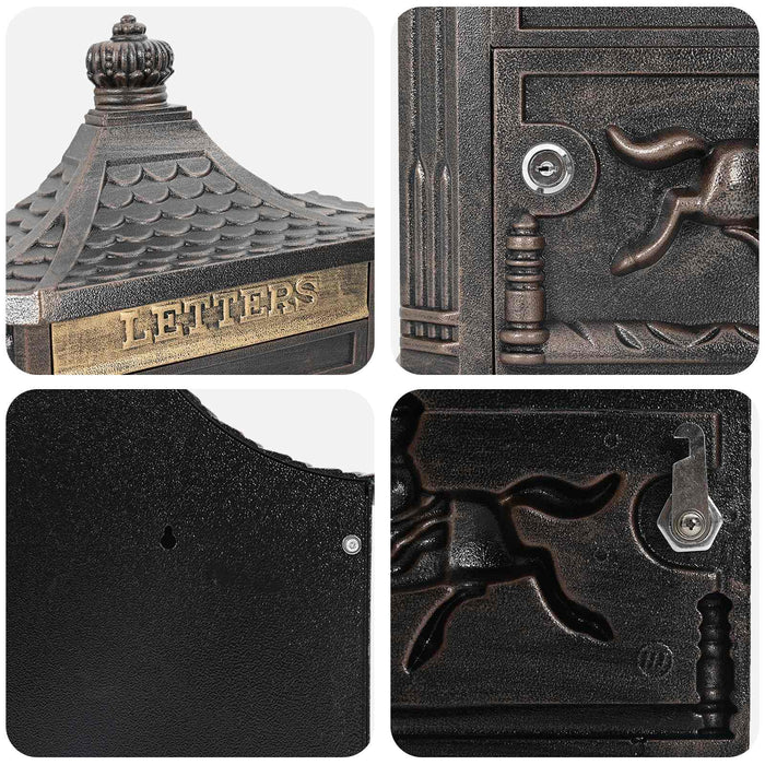 Cassetta Postale da Muro con porta Bronzo 40.5 x 15.5 x 44 cm 42023503