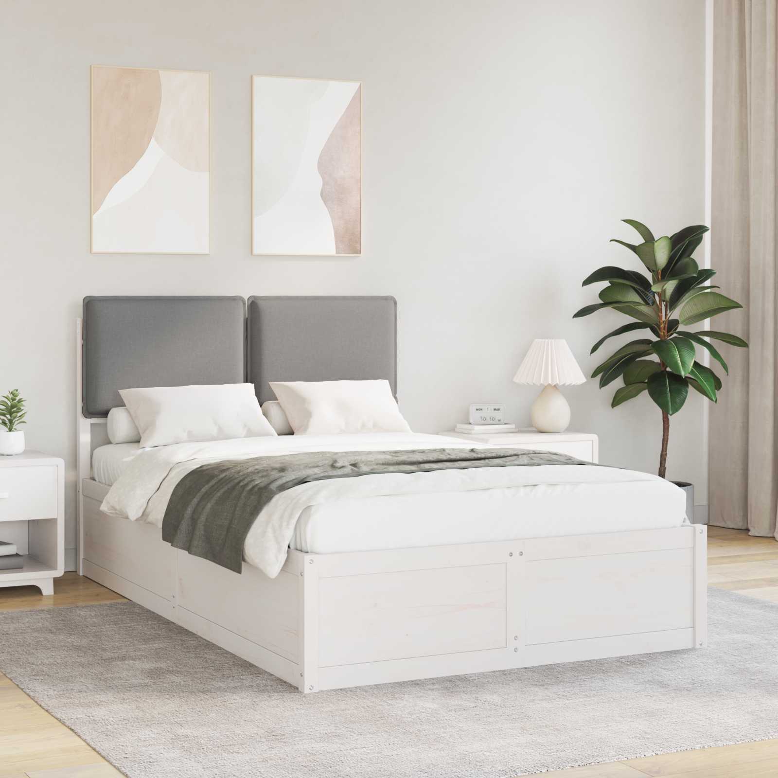 Letto con Testiera Rivestita Grigio chiaro 120 x 190 cm 3405526