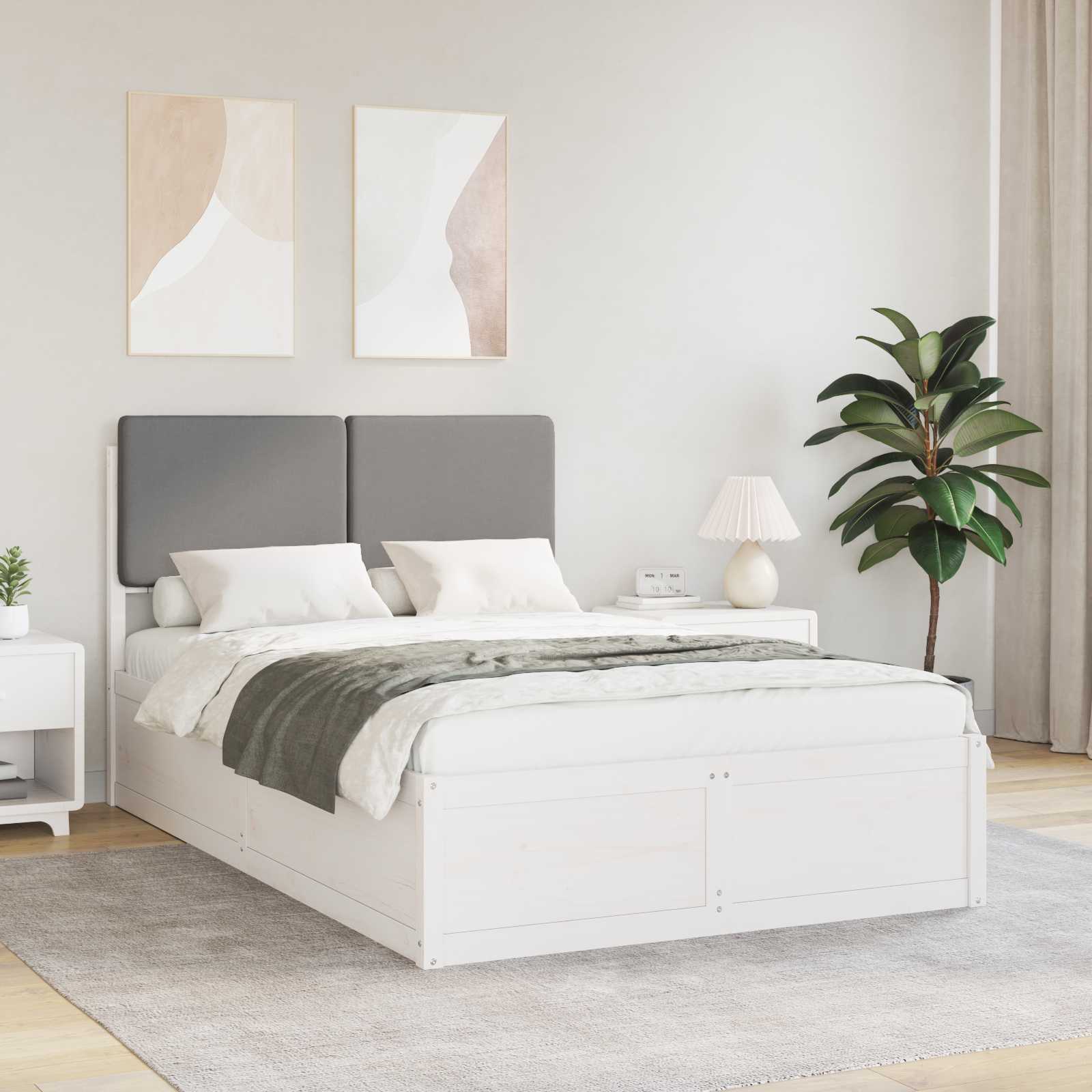 Letto con Testiera Rivestita Grigio chiaro 120 x 190 cm 3405536