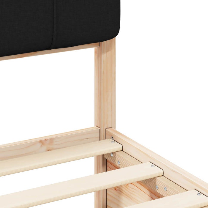 Letto con Testiera Rivestita Nero 120 x 190 cm Pino massello 3405544