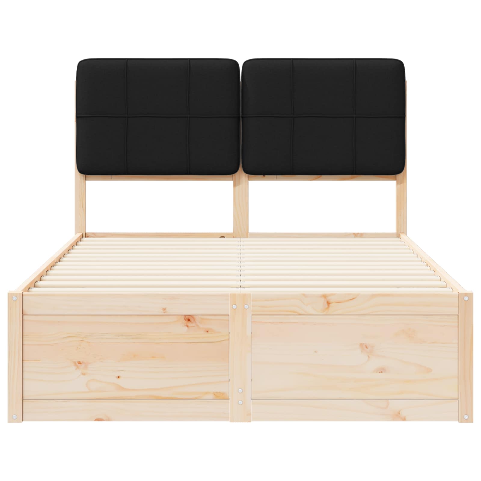 Letto con Testiera Rivestita Nero 120 x 190 cm Pino massello 3405544