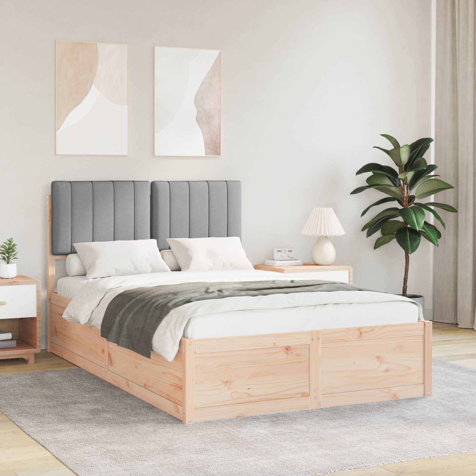 Letto con Testiera Rivestita Grigio chiaro 120 x 200 cm 3405547