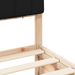 Letto con Testiera Rivestita Nero 120 x 200 cm Pino massello 3405549