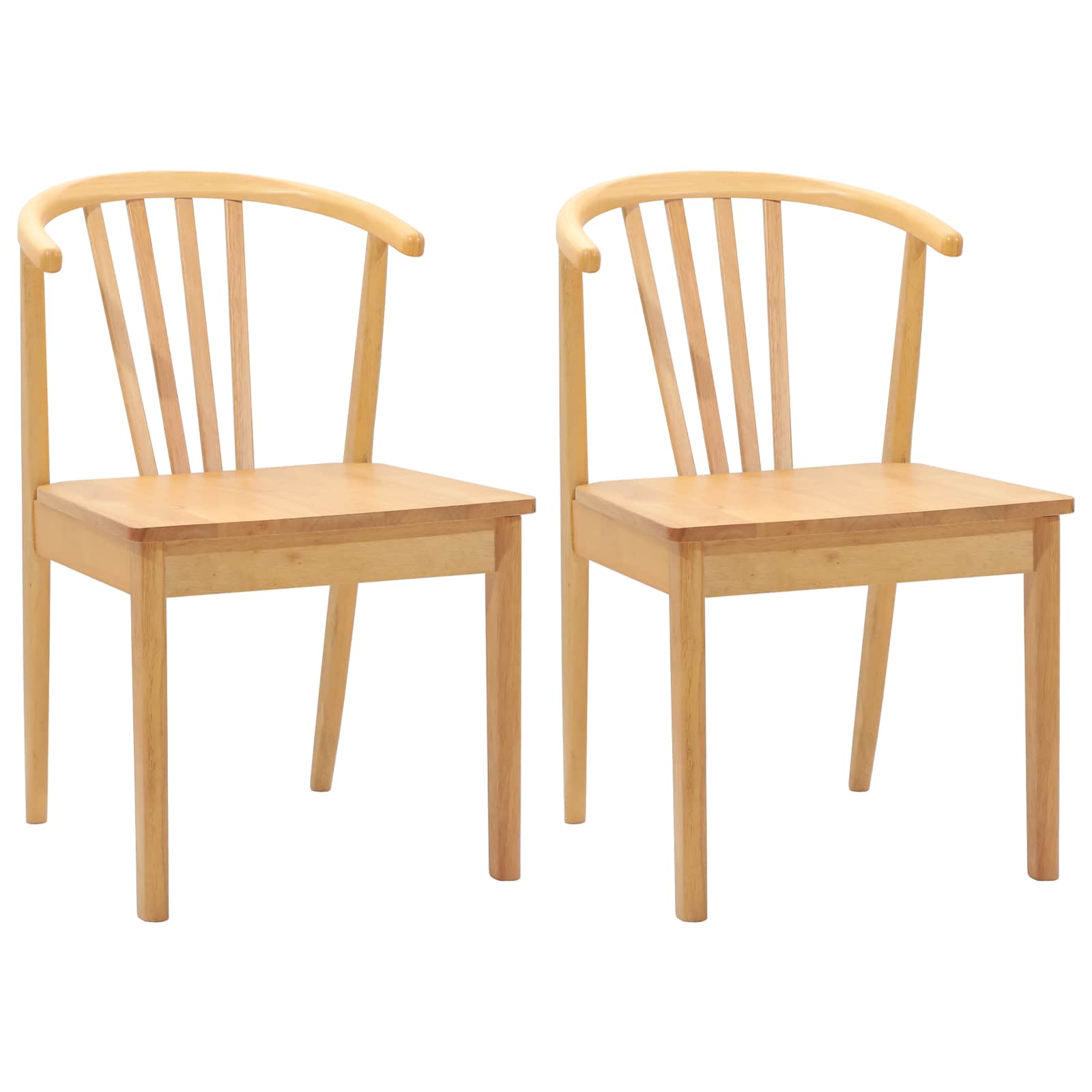 Sedia da pranzo 2 pcs Naturale Legno di gomma massiccio 42020396