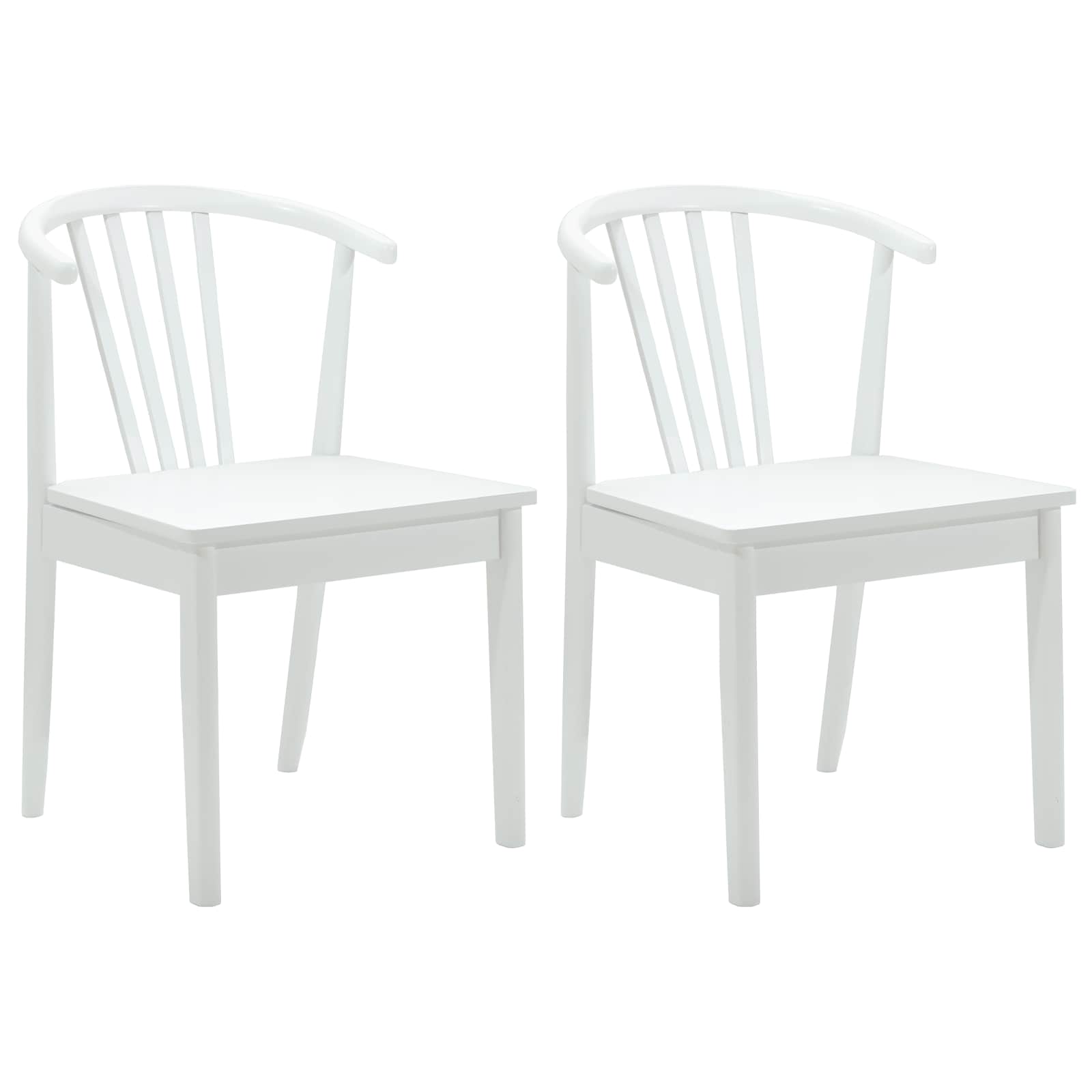 Sedia da pranzo 2 pcs Bianco Legno di gomma massiccio 42020399