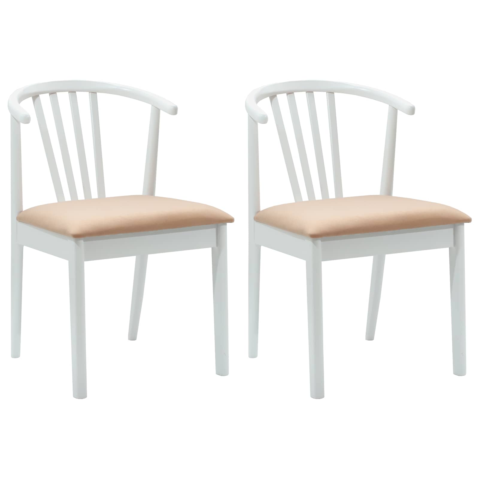 Sedia da pranzo 2 pcs Bianco e marrone Legno di gomma massiccio 42020400