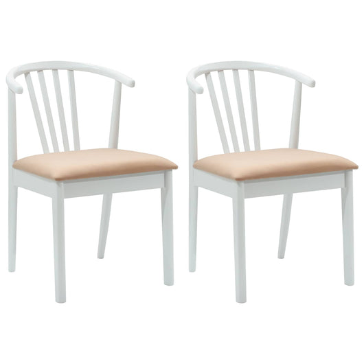 Sedia da pranzo 2 pcs Bianco e marrone Legno di gomma massiccio 42020400