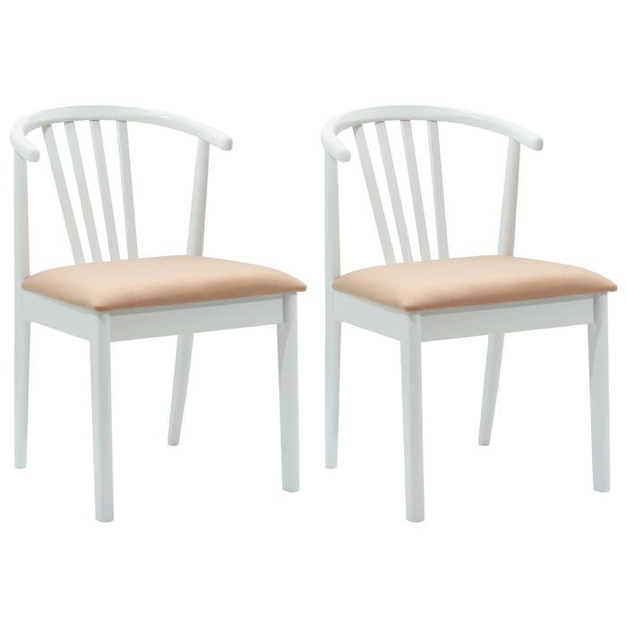 Sedia da pranzo 2 pcs Bianco e marrone Legno di gomma massiccio 42020400