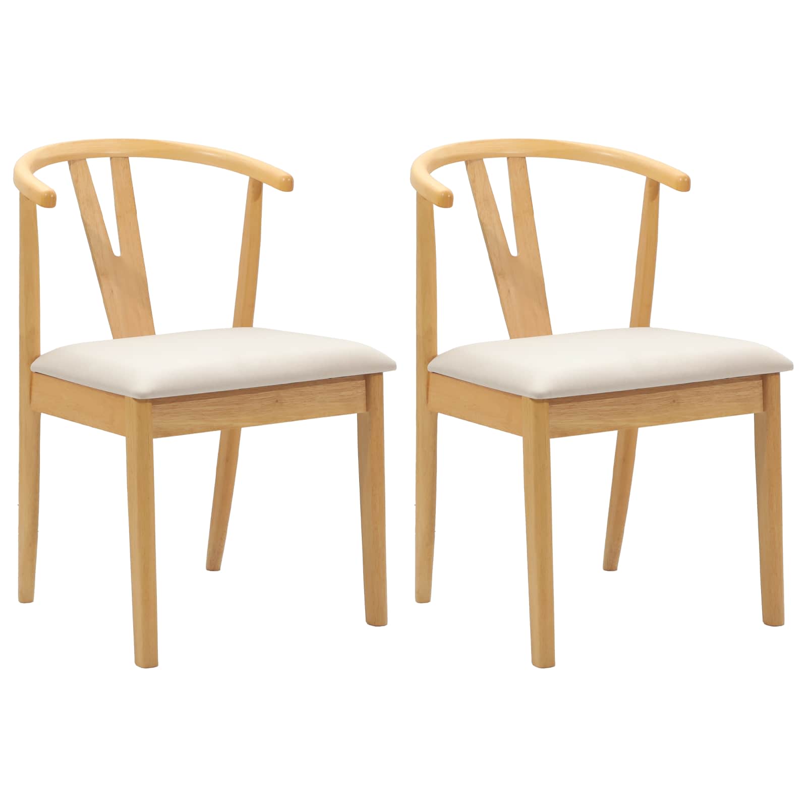 Sedia da pranzo 2 pcs Naturale e chiaro Legno di gomma solido 42020404