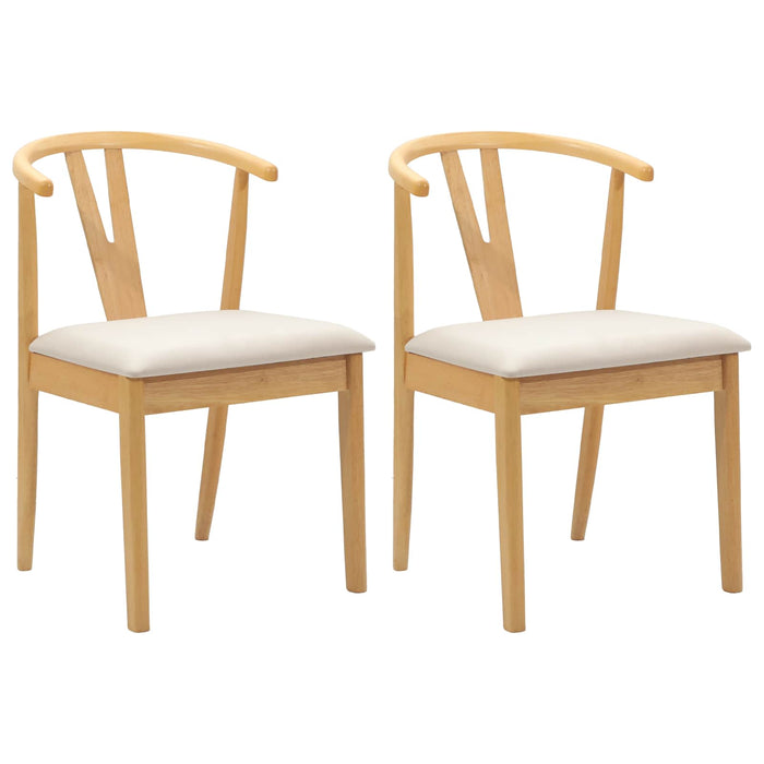 Sedia da pranzo 2 pcs Naturale e chiaro Legno di gomma solido 42020404