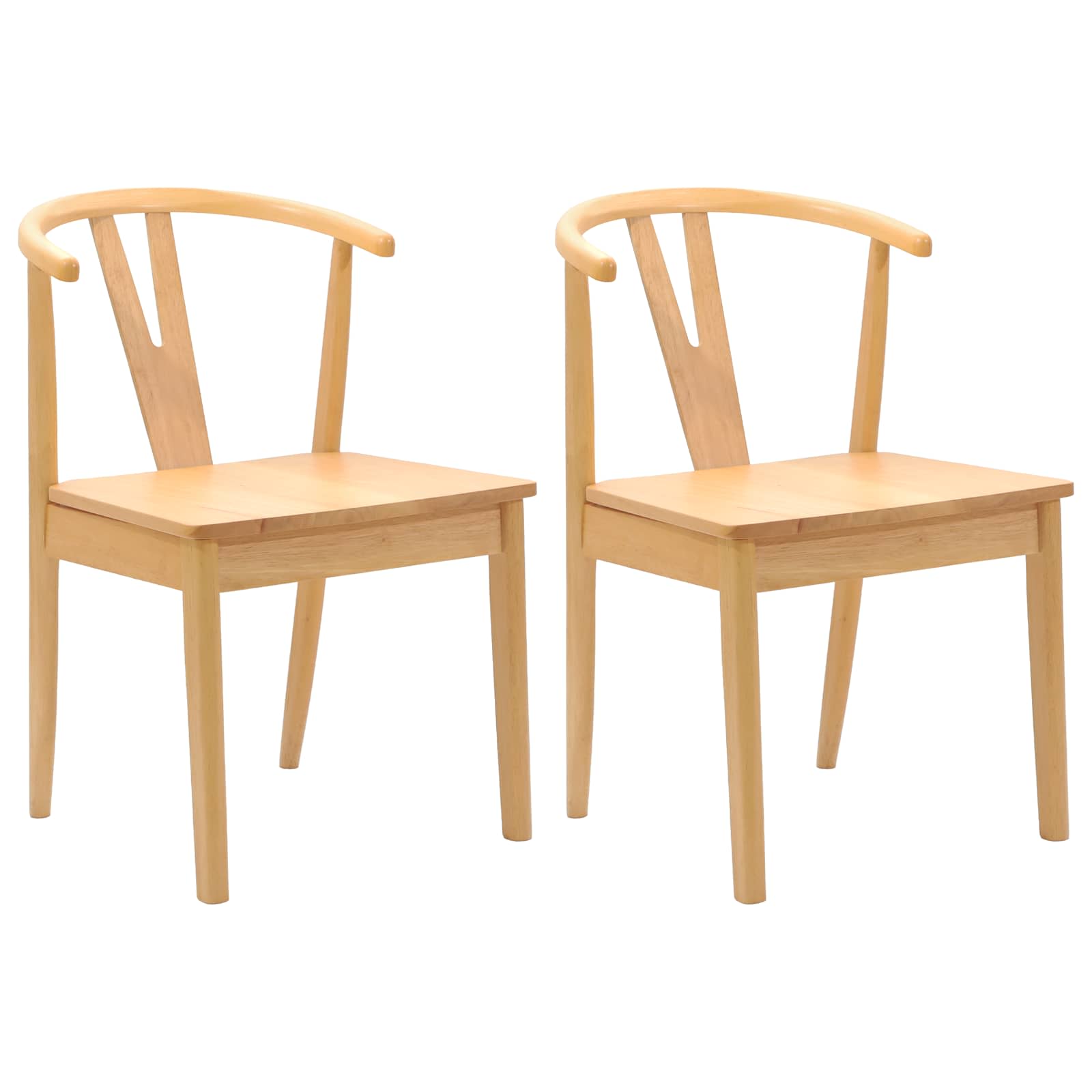 Sedia da pranzo 2 pcs Naturale Legno di gomma solido 42020405