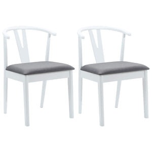 Sedia da pranzo 2 pcs Bianco e Grigio Legno di gomma solido 42020406