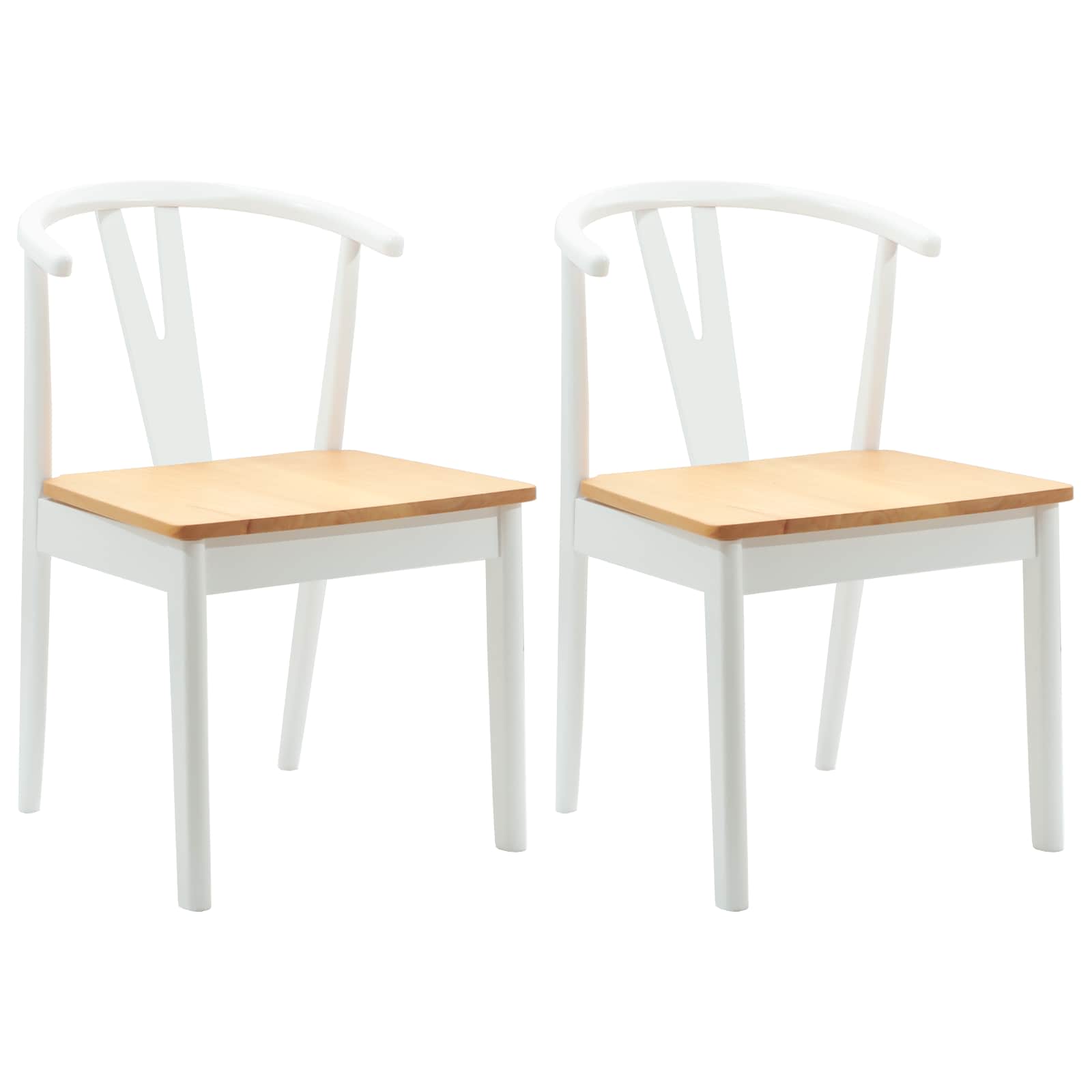 Sedia da pranzo 2 pcs Bianco e Naturale Legno di gomma solido 42020407