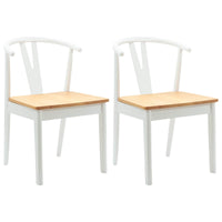 Sedia da pranzo 2 pcs Bianco e Naturale Legno di gomma solido 42020407