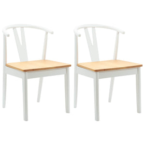 Sedia da pranzo 2 pcs Bianco e Naturale Legno di gomma solido 42020407