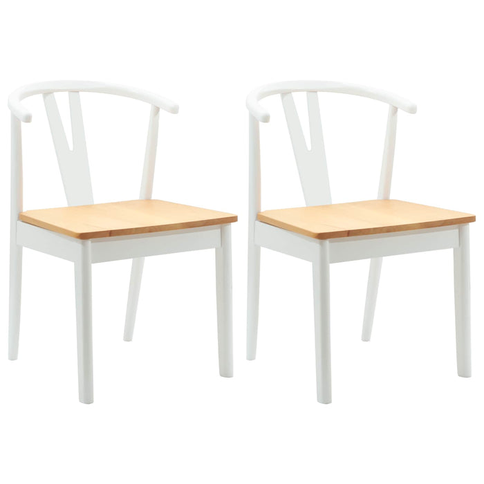 Sedia da pranzo 2 pcs Bianco e Naturale Legno di gomma solido 42020407