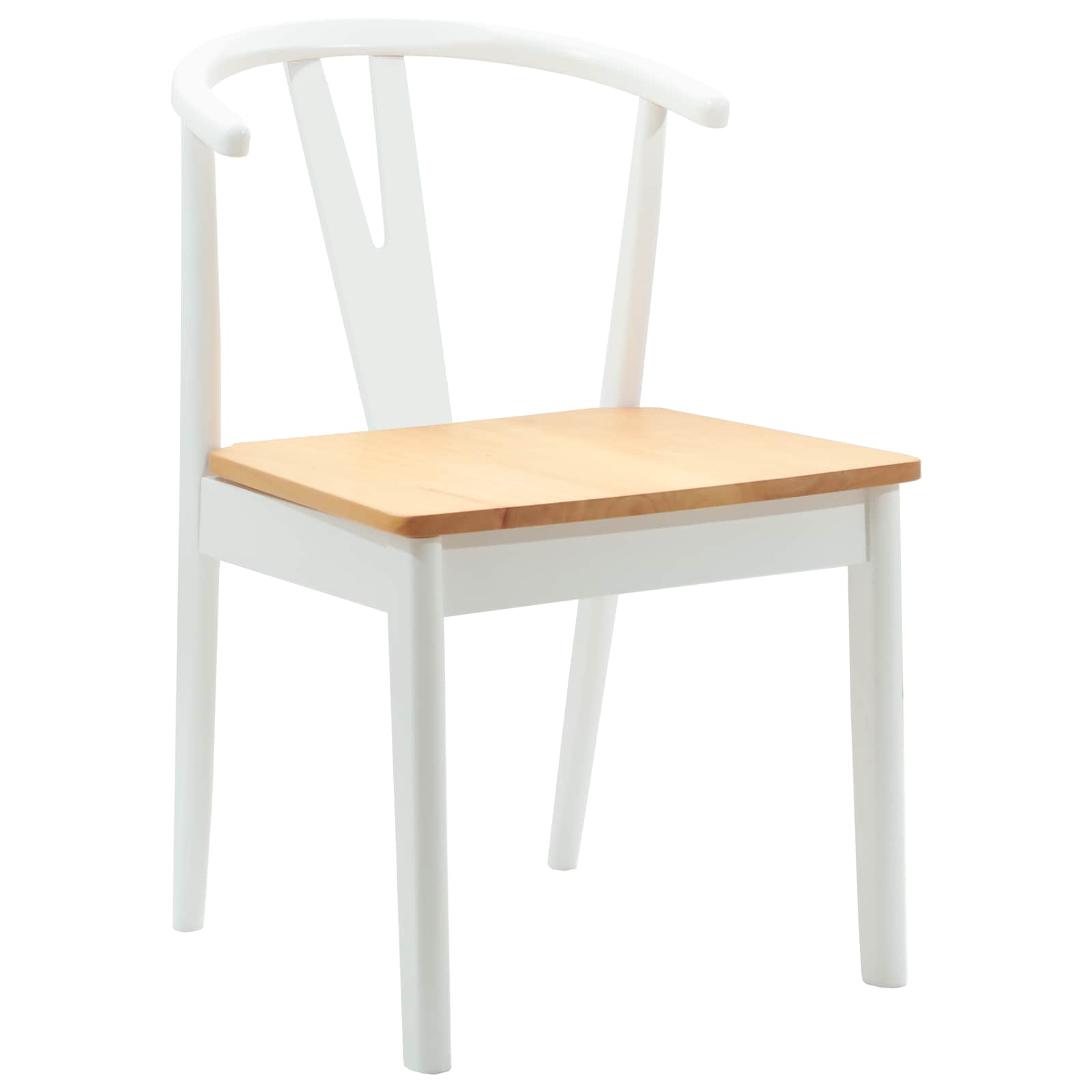 Sedia da pranzo 2 pcs Bianco e Naturale Legno di gomma solido 42020407