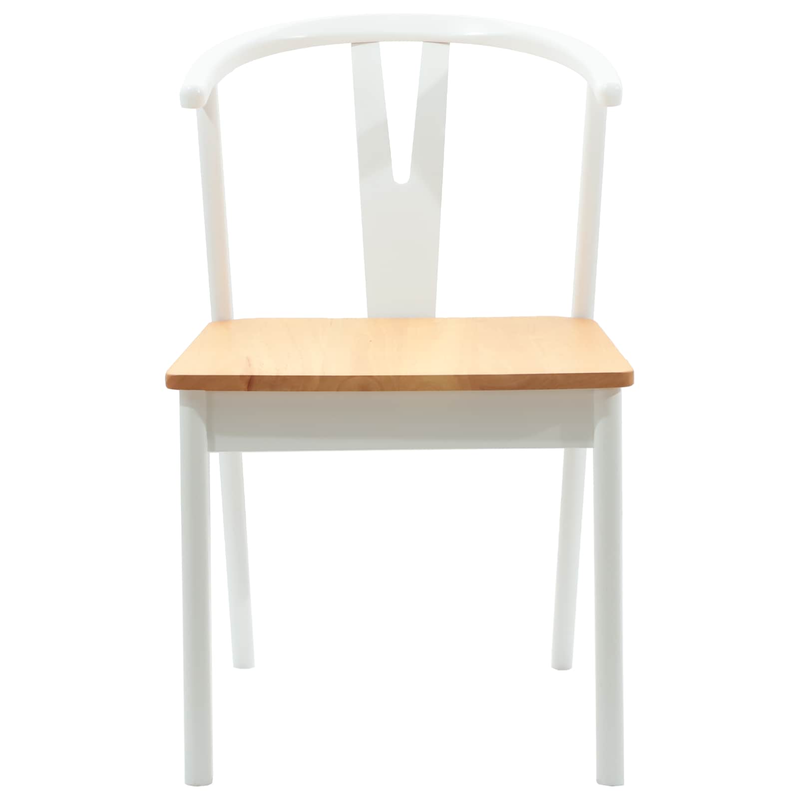 Sedia da pranzo 2 pcs Bianco e Naturale Legno di gomma solido 42020407