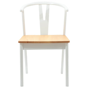Sedia da pranzo 2 pcs Bianco e Naturale Legno di gomma solido 42020407