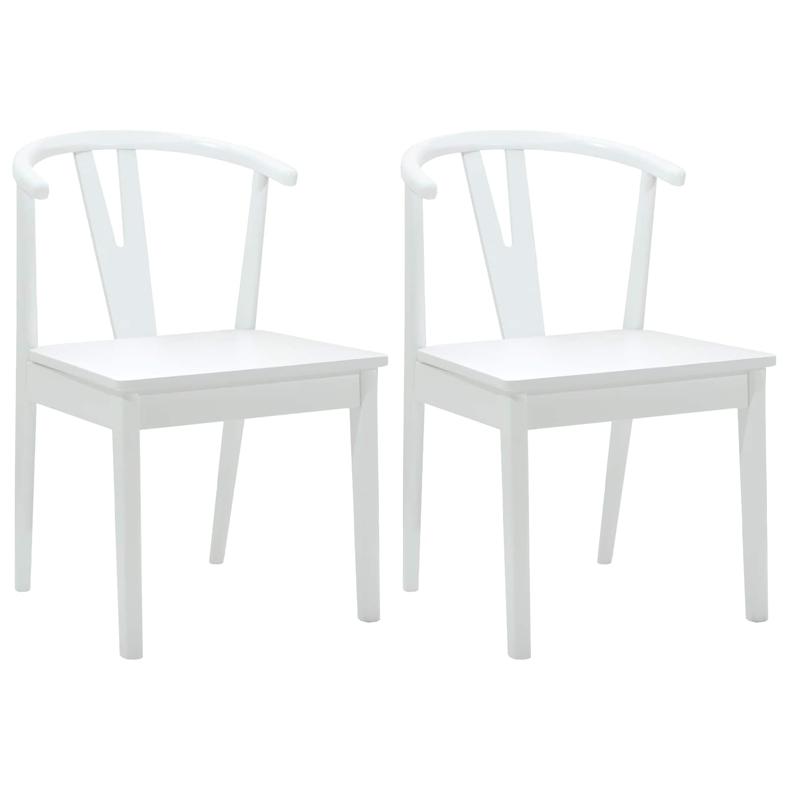 Sedia da pranzo 2 pcs Bianco e Bianco Legno di gomma solido 42020408