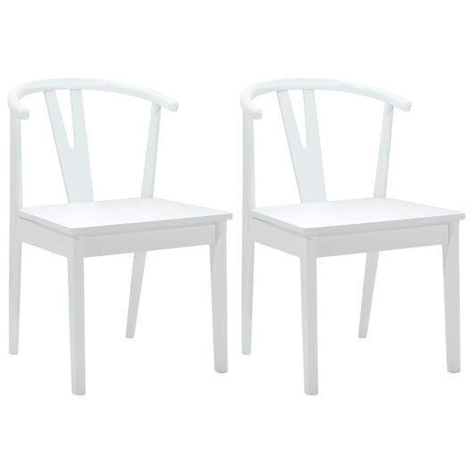Sedia da pranzo 2 pcs Bianco e Bianco Legno di gomma solido 42020408