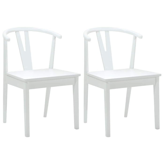 Sedia da pranzo 2 pcs Bianco e Bianco Legno di gomma solido 42020408