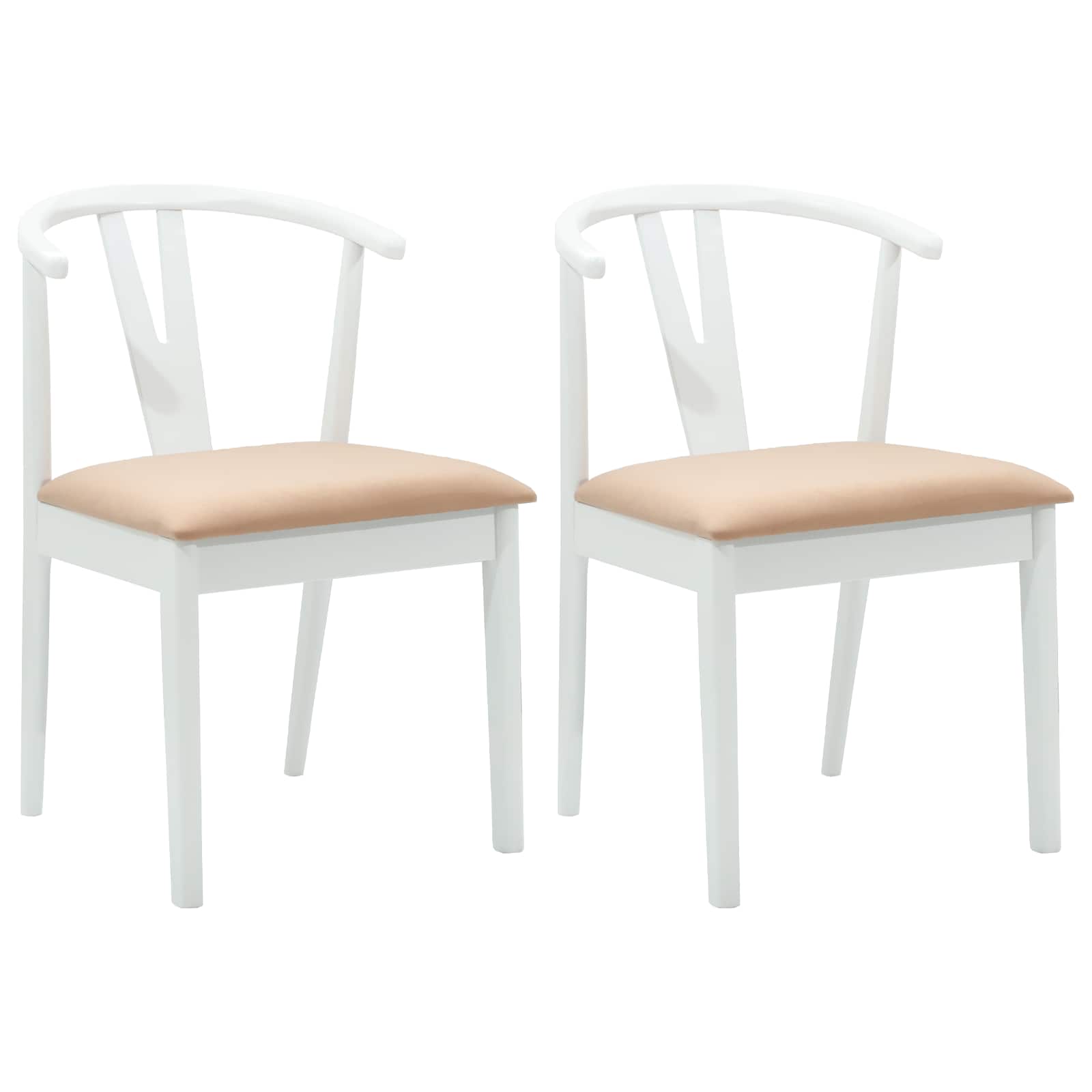 Sedia da pranzo 2 pcs Bianco e marrone Legno di gomma solido 42020409