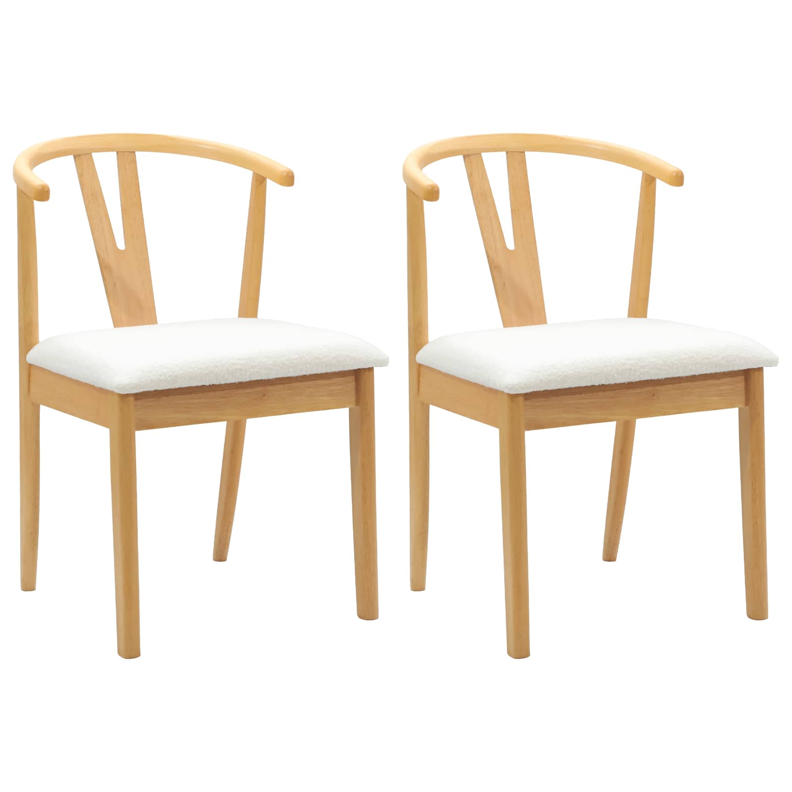 Sedia da pranzo 2 pcs Naturale e chiaro Legno di gomma solido 42020410
