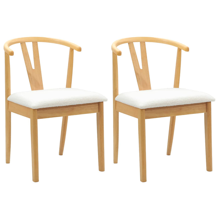 Sedia da pranzo 2 pcs Naturale e chiaro Legno di gomma solido 42020410
