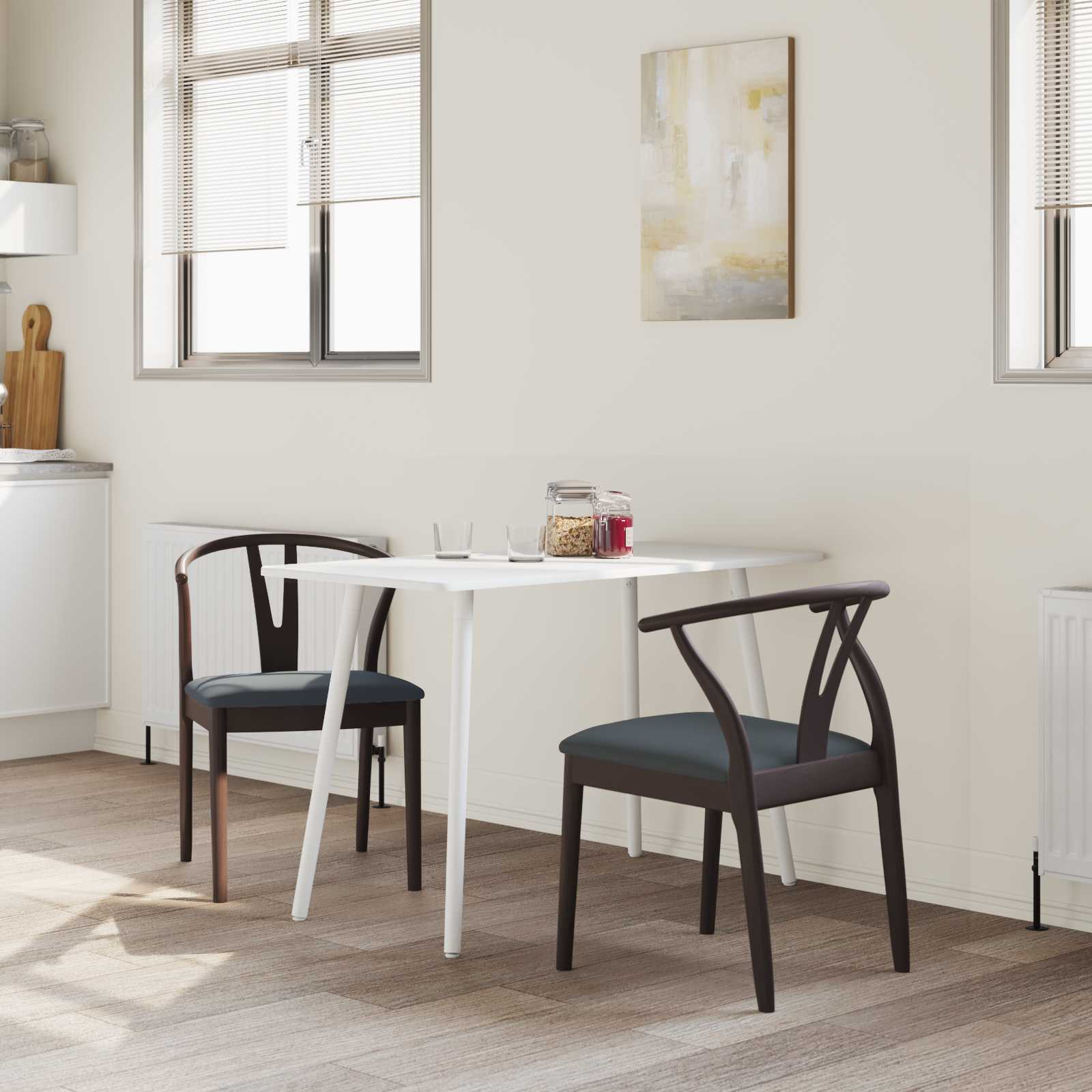 Sedia da pranzo 2 pcs Marrone chiaro e nero 42020412