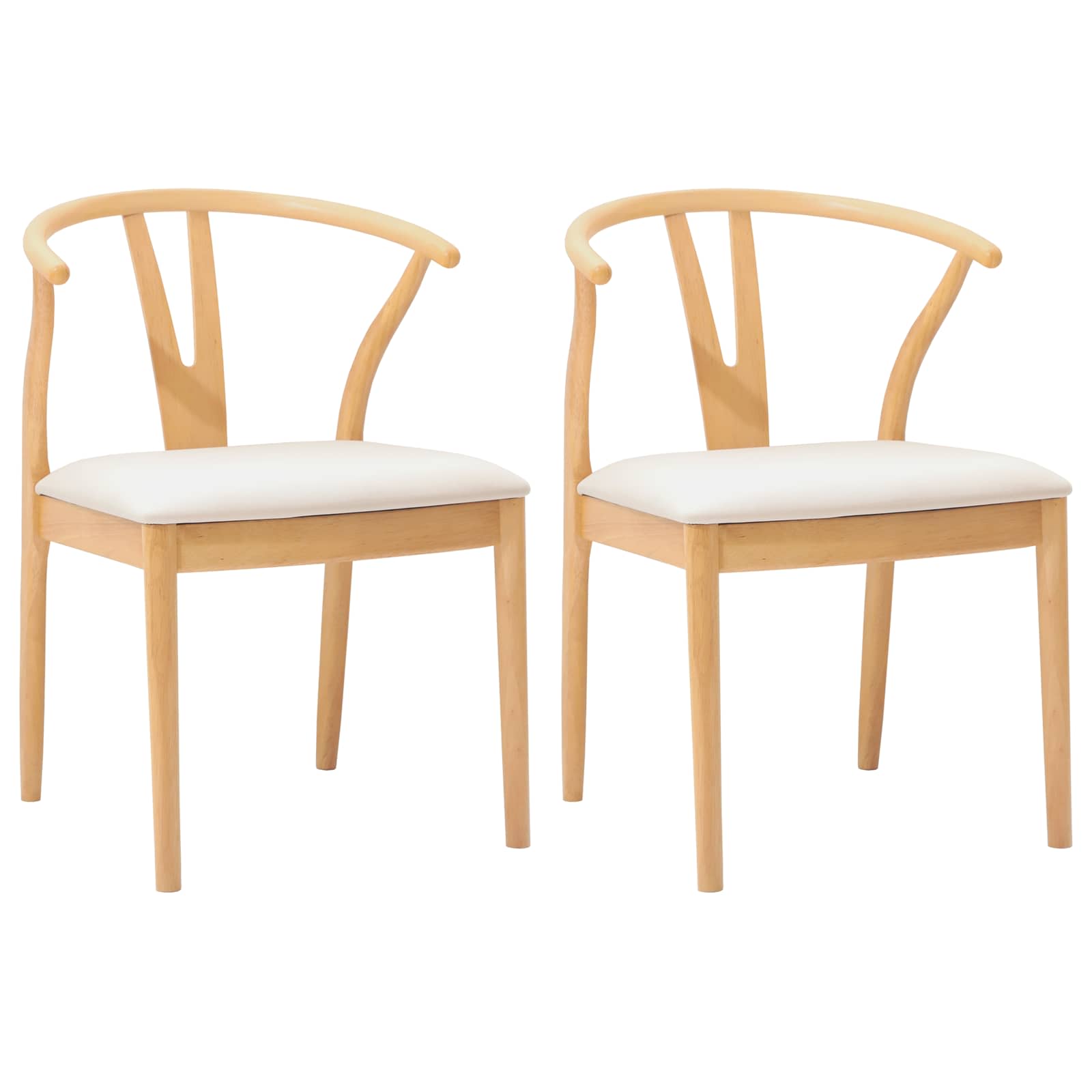 Sedia da pranzo 2 pcs Naturale e chiaro Legno di gomma solido 42020413