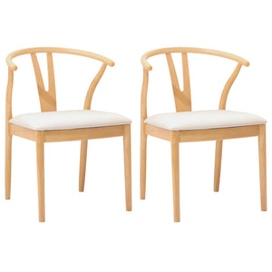 Sedia da pranzo 2 pcs Naturale e chiaro Legno di gomma solido 42020413