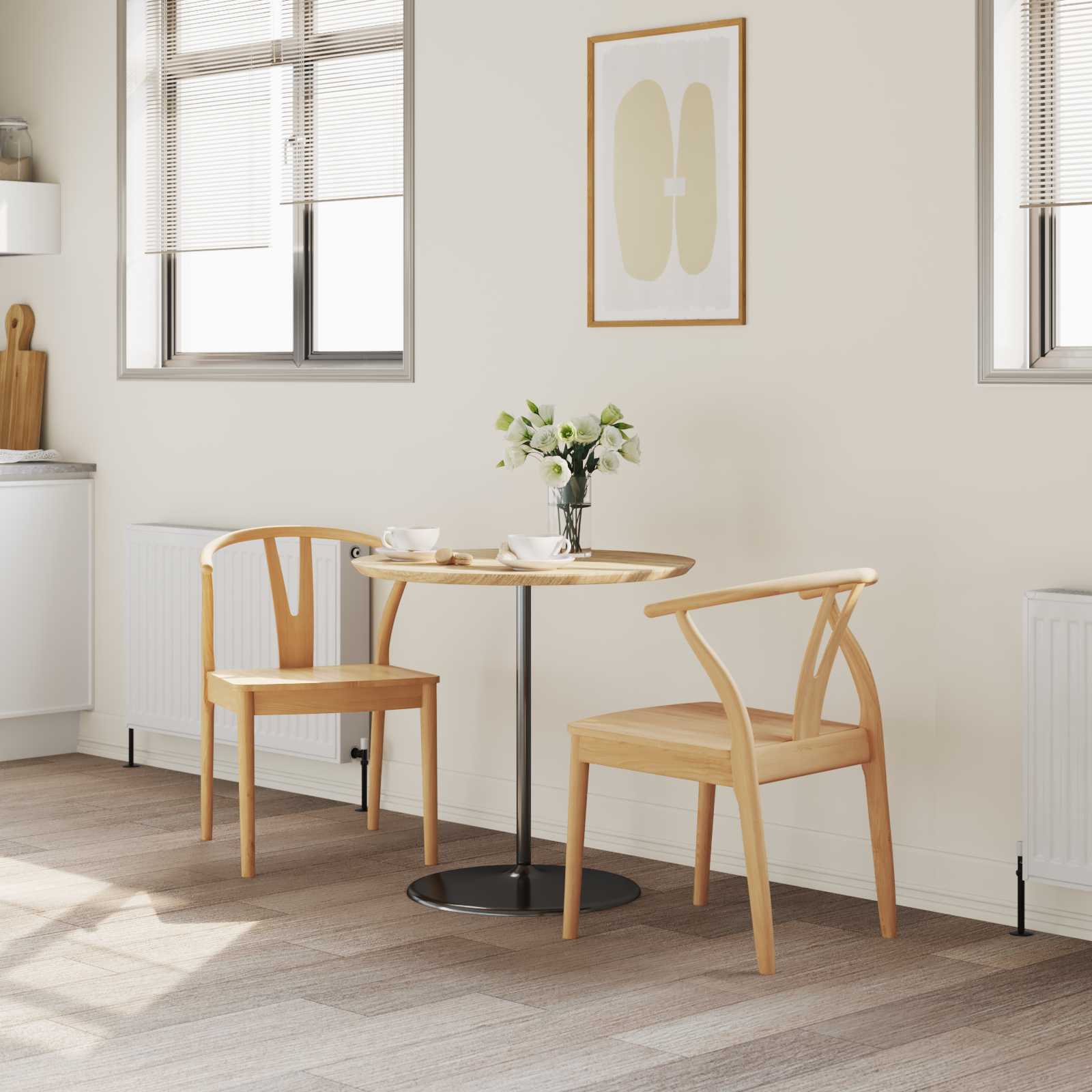 Sedia da pranzo 2 pcs Naturale Legno di gomma solido 42020414