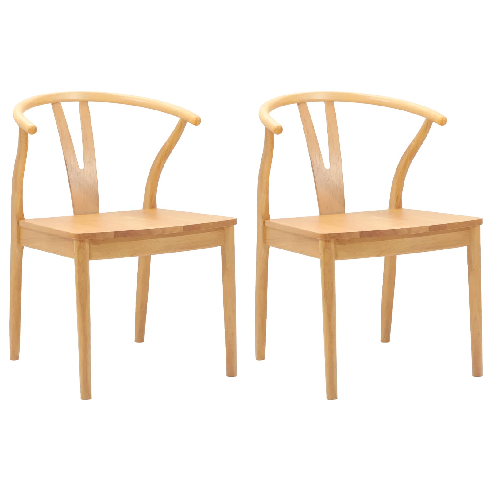 Sedia da pranzo 2 pcs Naturale Legno di gomma solido 42020414