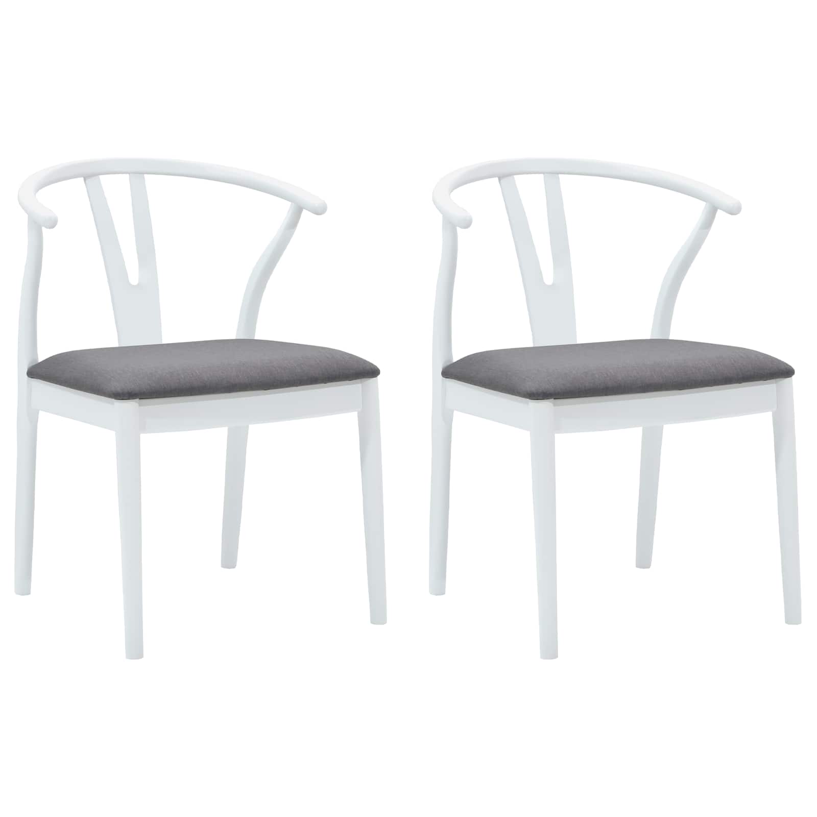 Sedia da pranzo 2 pcs Bianco e Grigio Legno di gomma solido 42020415
