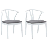 Sedia da pranzo 2 pcs Bianco e Grigio Legno di gomma solido 42020415