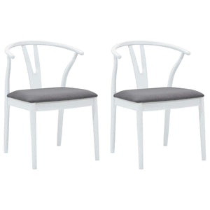 Sedia da pranzo 2 pcs Bianco e Grigio Legno di gomma solido 42020415