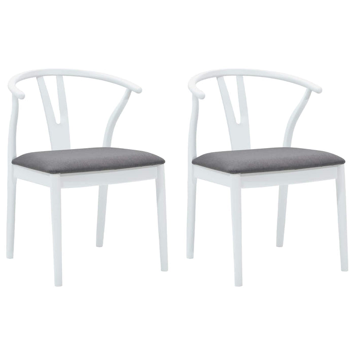 Sedia da pranzo 2 pcs Bianco e Grigio Legno di gomma solido 42020415