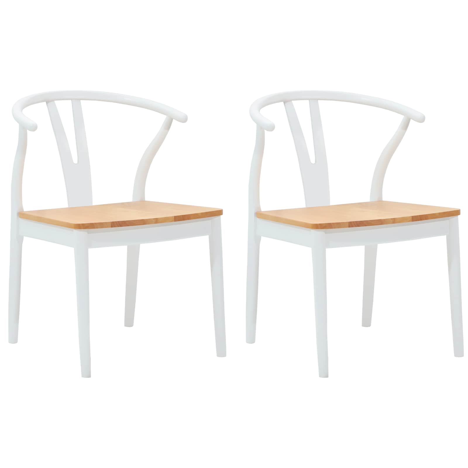 Sedia da pranzo 2 pcs Bianco e Naturale Legno di gomma solido 42020416