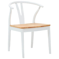 Sedia da pranzo 2 pcs Bianco e Naturale Legno di gomma solido 42020416