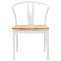 Sedia da pranzo 2 pcs Bianco e Naturale Legno di gomma solido 42020416
