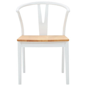 Sedia da pranzo 2 pcs Bianco e Naturale Legno di gomma solido 42020416