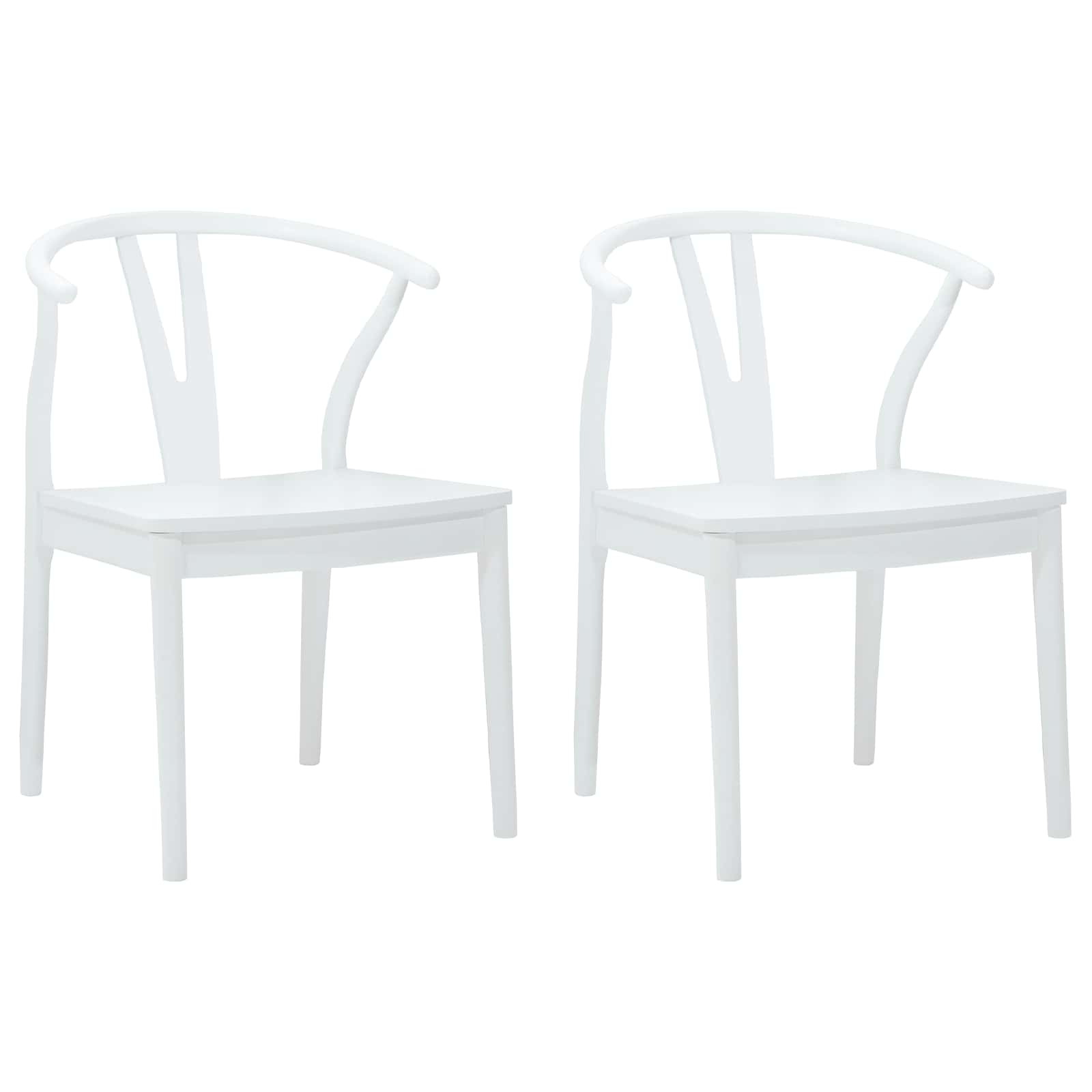 Sedia da pranzo 2 pcs Bianco e Bianco Legno di gomma solido 42020417
