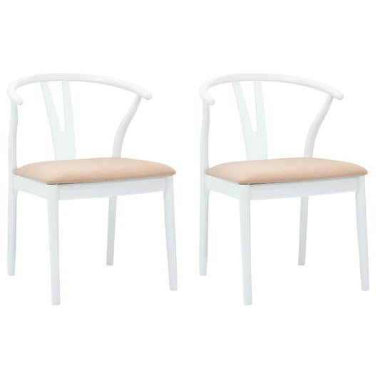 Sedia da pranzo 2 pcs Bianco e marrone Legno di gomma solido 42020418