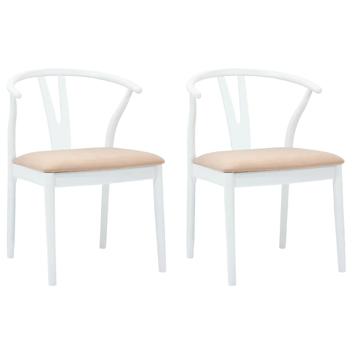 Sedia da pranzo 2 pcs Bianco e marrone Legno di gomma solido 42020418