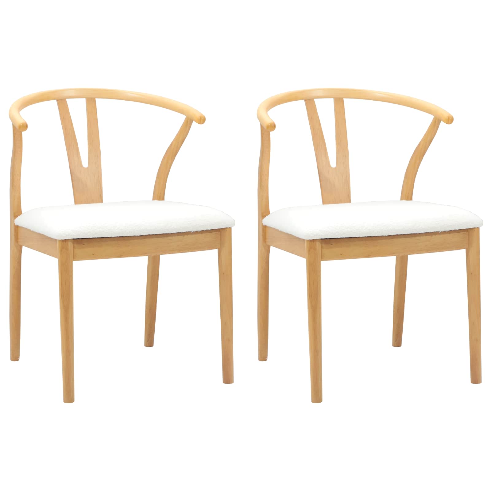 Sedia da pranzo 2 pcs Naturale e chiaro Legno di gomma solido 42020419