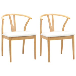 Sedia da pranzo 2 pcs Naturale e chiaro Legno di gomma solido 42020419