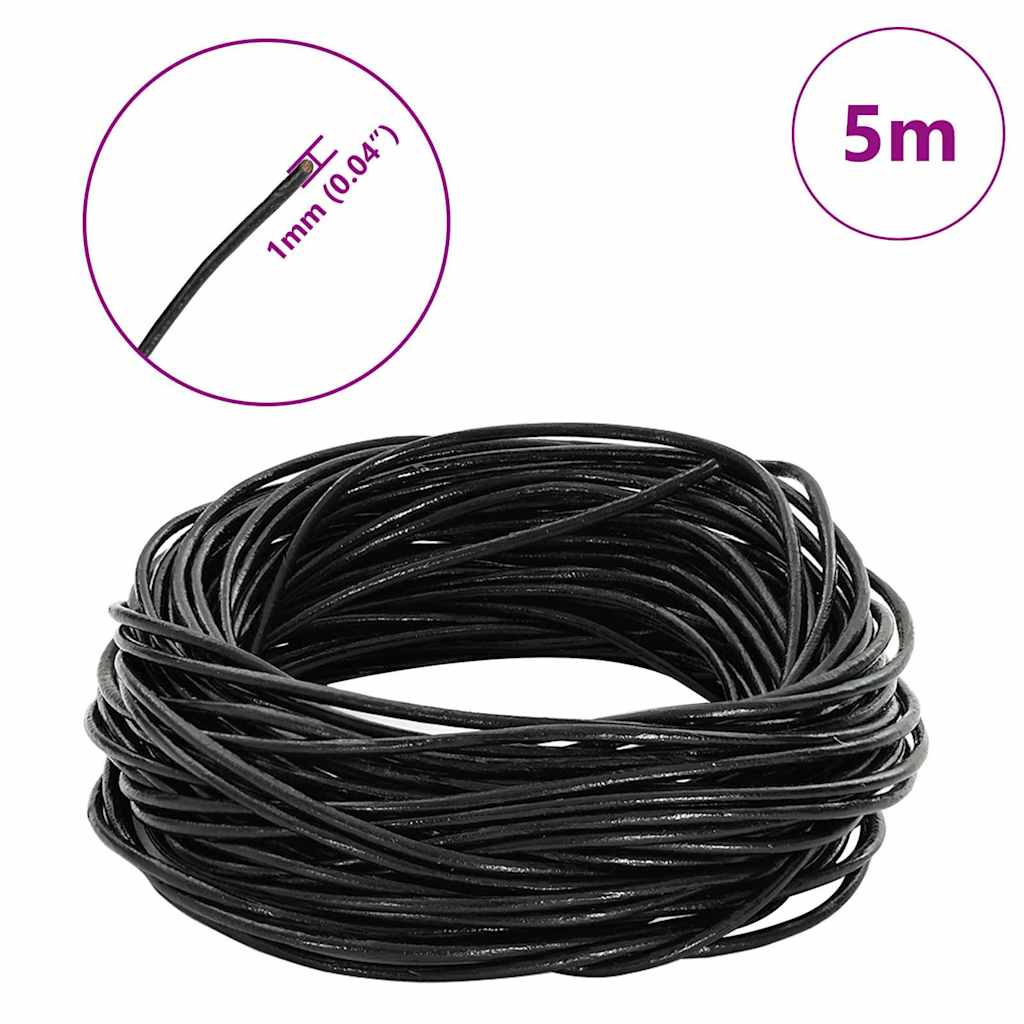 Cordino in Pelle Nero Ø1 mm x 5 m Pelle 42021949